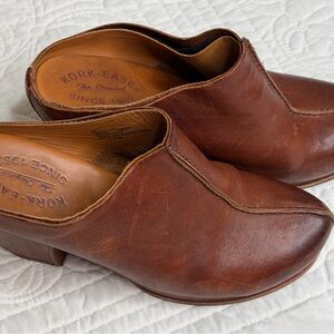 Kork-Ease Sagano Mule Leather Wrapped Women's 8 Brown Rum Chunky Heels Comfort